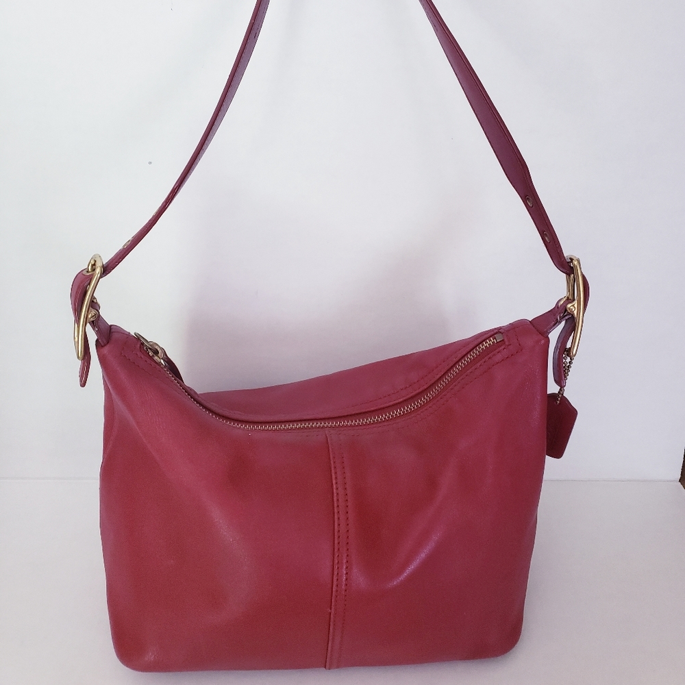 COACH LEGACY RED LEATHER HOBO SHOULDER BAG